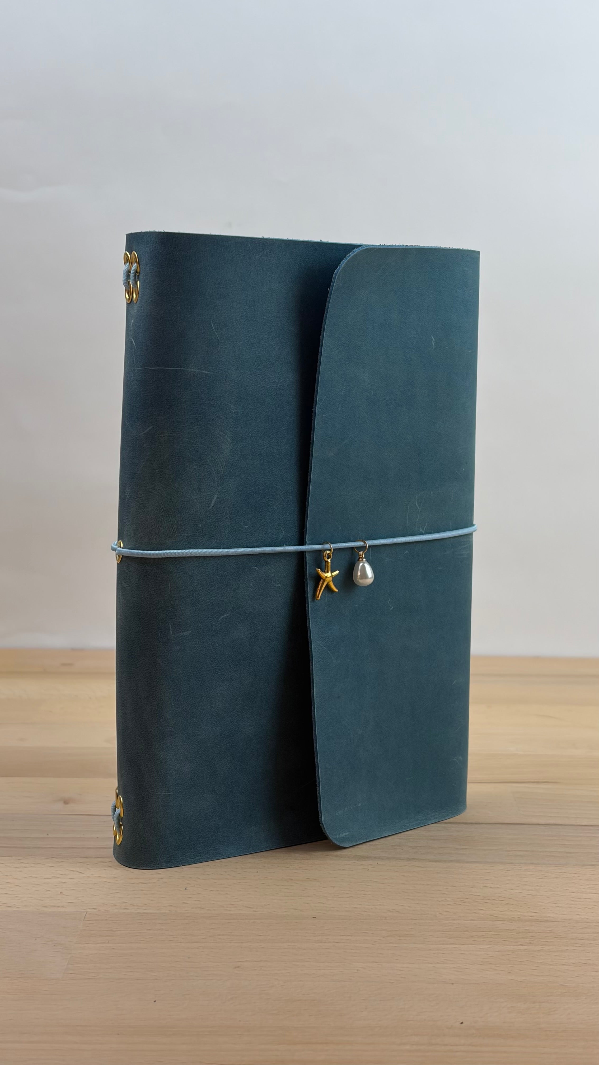 A5 Echtleder Journal Cover | Ozeanblau