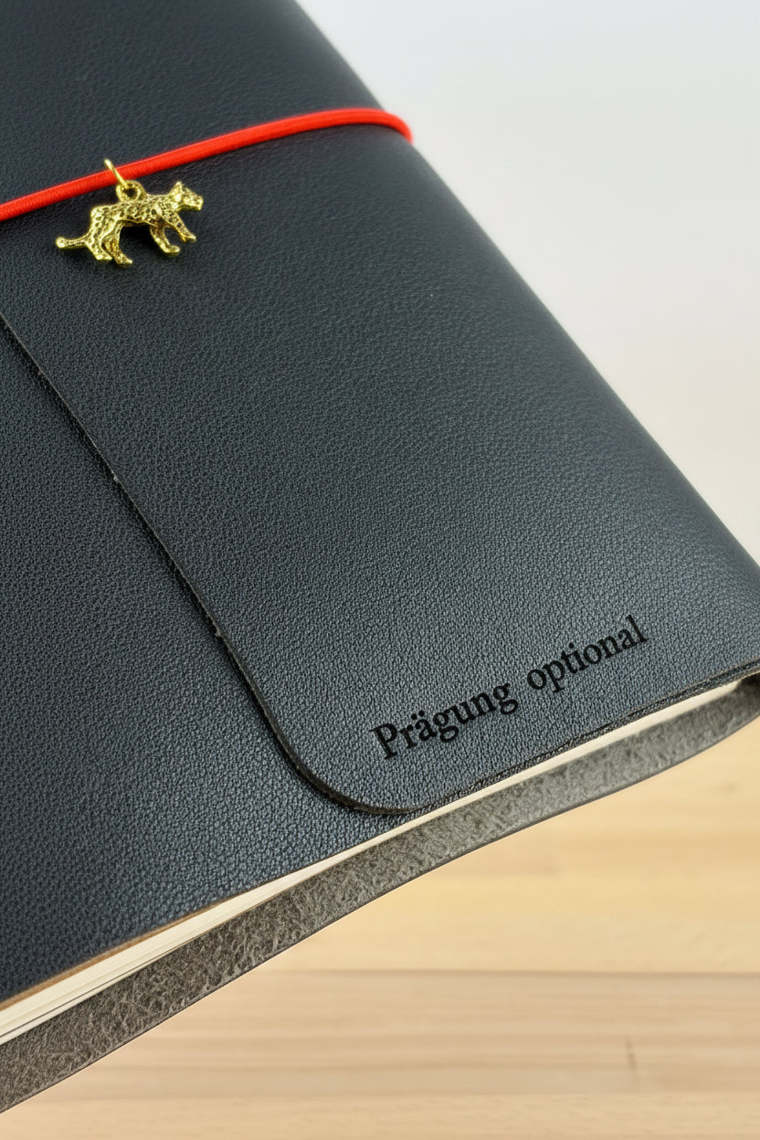 A5 Kunstleder Journal Cover | Schwarz