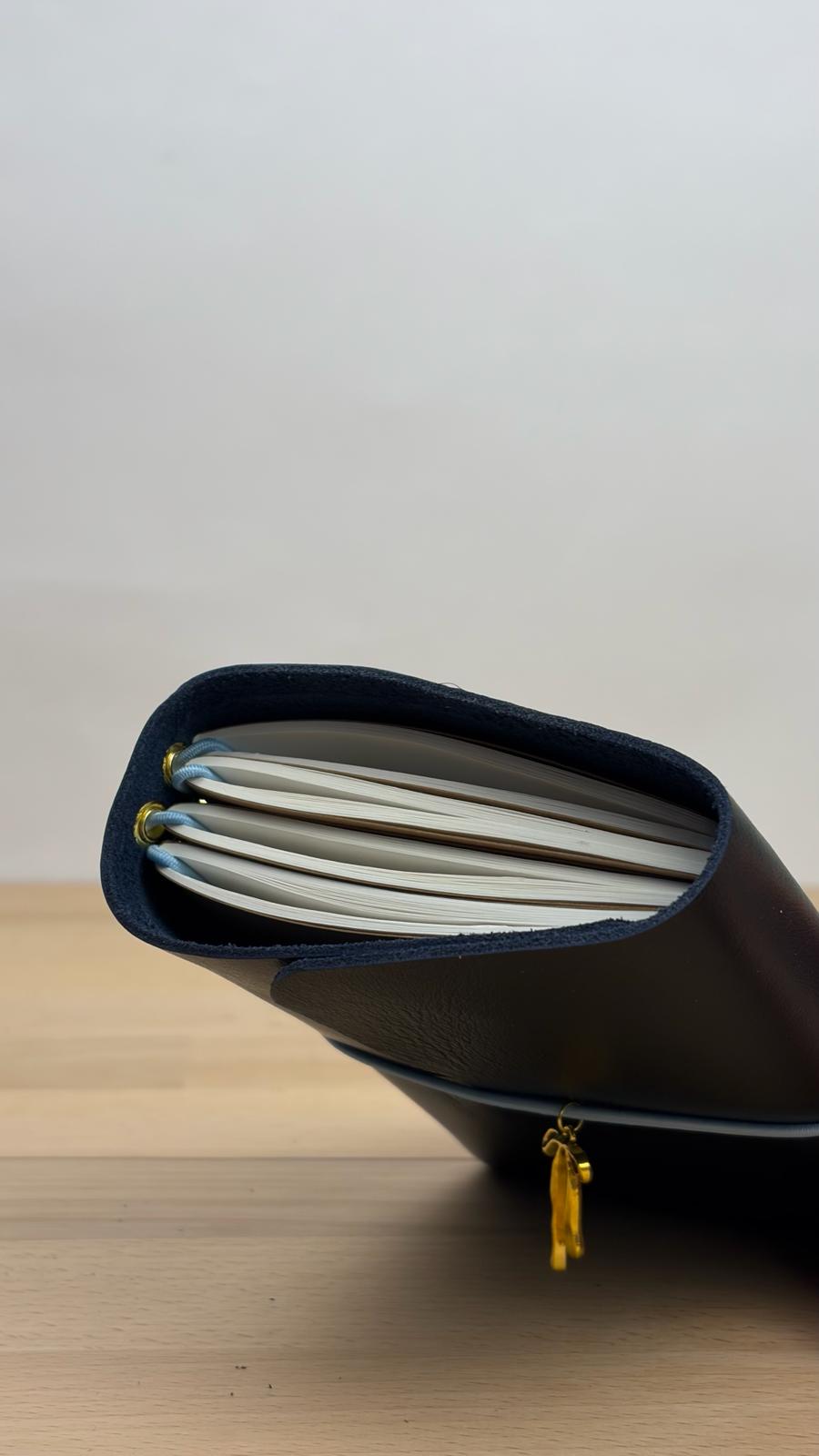 A6 Echtleder Journal Cover | Dunkelblau