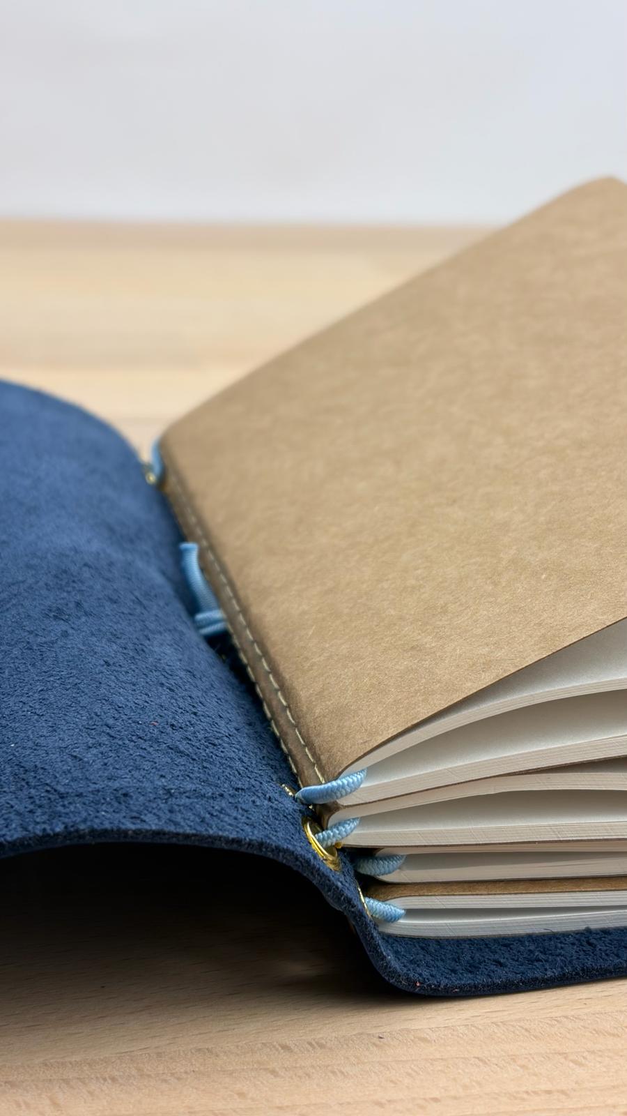 A6 Echtleder Journal Cover | Dunkelblau